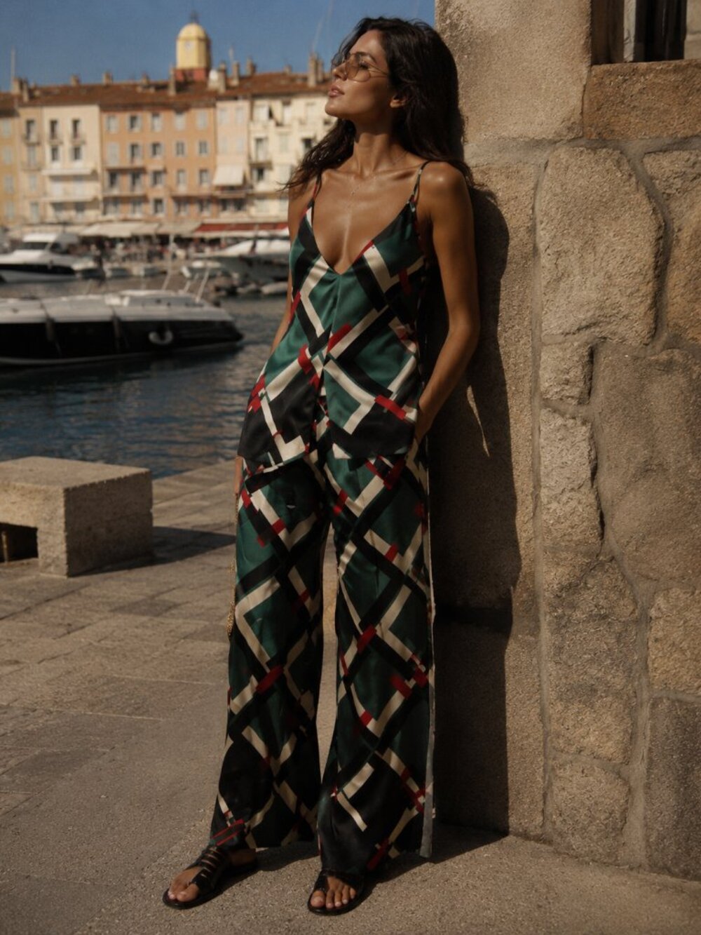 Zara 2 Piece Print Pants With Matching Top Set NWT